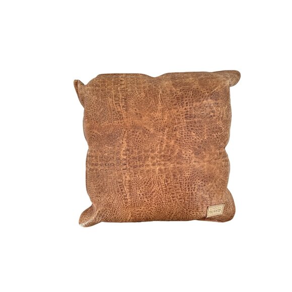 Double D Ranch Home Collection RARE Faux Crocodile Leather Pillow 25x25 - Picture 1 of 6